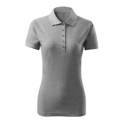DELUNO Dunkelgrau Pique Damen Polohemd Geschenkidee - Short Sleeve Ladies Lady-Fit - Neu - Rot Blau Grau Weis - XL (210-XL-Dunkelgrau) von DELUNO