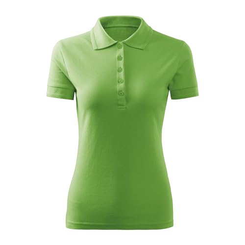 DELUNO Erbsengrün Pique Damen Polohemd Geschenkidee - Short Sleeve Ladies Lady-Fit - Neu - Rot Blau Grau Weis - XL (210-XL-Erbsengrün) von DELUNO