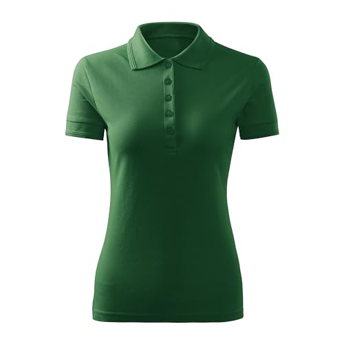 DELUNO Flaschengrün Pique Damen Polohemd Frauen - Kurzarm Polohemd Sport - Neu - Rot Blau Grau Weis - XXL (210-2XL-Flaschengrün) von DELUNO