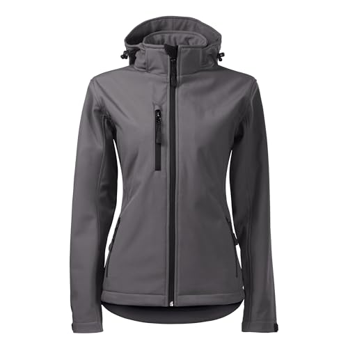 DELUNO Grau Damen Softshelljacke mit Kapuze Tailliert Outdoor - Winterjacke top qualität (521-M-Grau) von DELUNO