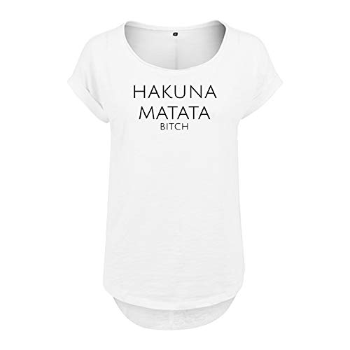 DELUNO Hakuna Matata Cooles Frauen Tshirt mit Druck Short Sleeve Top Sommer Freizeit Kurzarm (95 B36 Weis S) von DELUNO