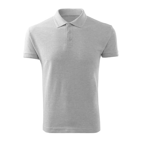 DELUNO Hellgrau Pique Herren Polohemd 1:1 Rippstrick - Herren Polo - Neu - Rot Blau Grau Weis - M (203-M-Hellgrau-03) von DELUNO
