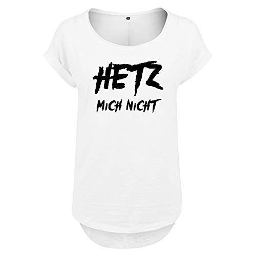 DELUNO Hetz Mich Nicht Cooles Frauen Tshirt mit Druck Short Sleeve Top Sommer Freizeit Kurzarm (322 B36 Weis S) von DELUNO