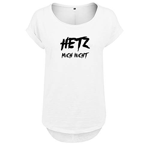 DELUNO Hetz Mich Nicht Cooles Frauen Tshirt mit Druck Short Sleeve Top Sommer Freizeit Kurzarm (322 B36 Weis S) von DELUNO