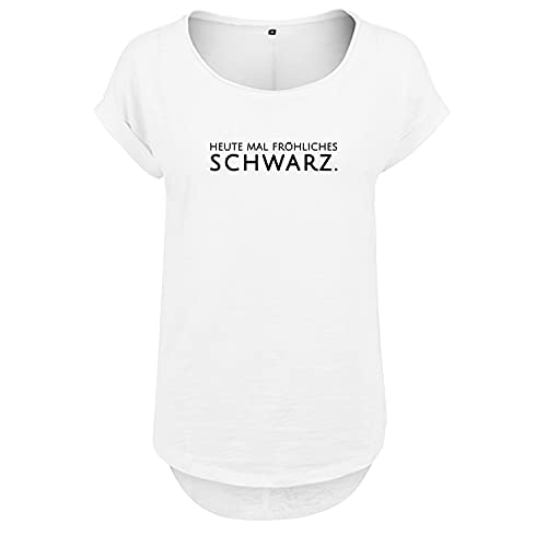 DELUNO Heute mal fröhliches Schwarz Cooles Frauen Tshirt mit Druck Short Sleeve NEU Top Sommer Freizeit Kurzarm S Weis (B36-493-S-Weiß) von DELUNO