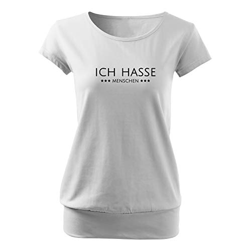 DELUNO Ich Hasse Menschen Cooles Frauen Tshirt mit Druck Short Sleeve Top Sommer Freizeit Kurzarm (437 City Weiß S) von DELUNO