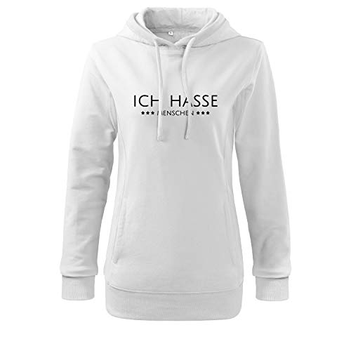 DELUNO Ich Hasse Menschen Kapuzenpullover Frauen (437 408 Weiß M) von DELUNO