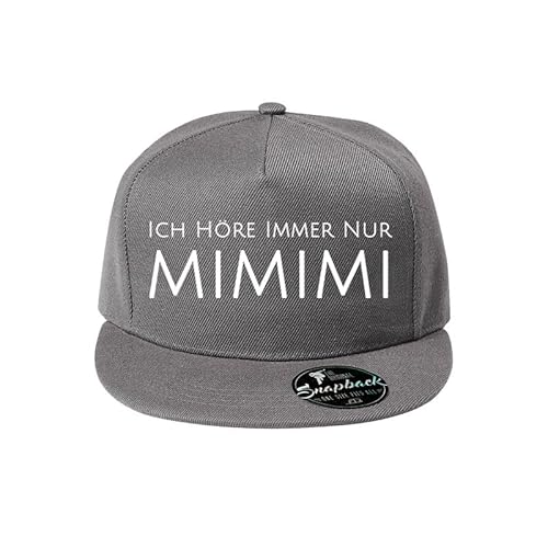 DELUNO Ich höre Immer nur mimimi Unisex Kappe Classic Cap mit geradem Schirm One Size Einheitsgröße für Männer und Frauen Grau (Cap-440-Grau) von DELUNO