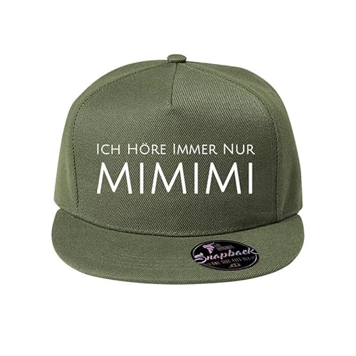 DELUNO Ich höre Immer nur mimimi Unisex Kappe Classic Cap mit geradem Schirm One Size Einheitsgröße für Männer und Frauen Khaki (Cap-440-Khaki) von DELUNO