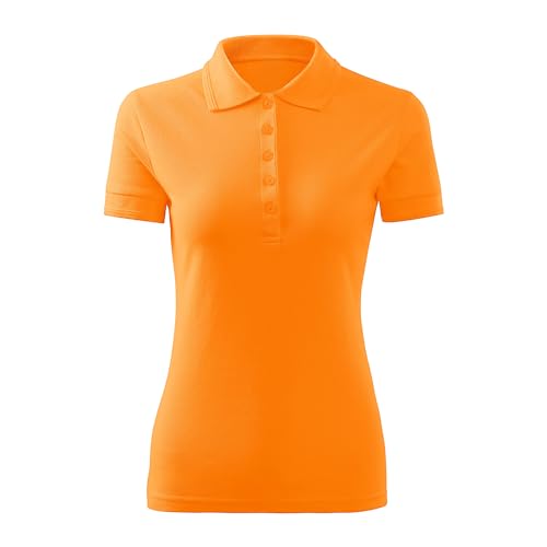 DELUNO Mandarine Pique Damen Polohemd Geschenkidee - Short Sleeve Ladies Lady-Fit - Neu - Rot Blau Grau Weis - XL (210-XL-Mandarine) von DELUNO