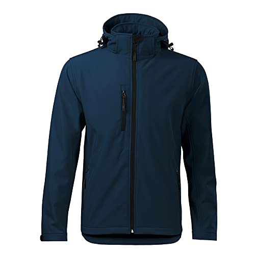 DELUNO Navy Outdoor Softshelljacke Herren mit Kapuze Winddichte Funktions-Jacke (522-Navy-2XL) von DELUNO