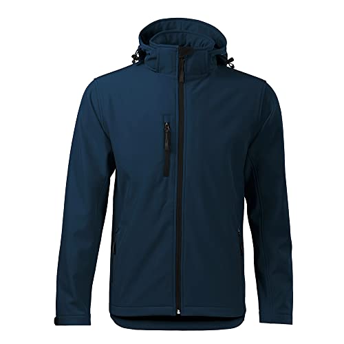 DELUNO Navy Outdoor Softshelljacke Herren mit Kapuze Winddichte Funktions-Jacke (522-Navy-3XL) von DELUNO