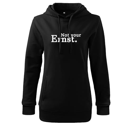 DELUNO Not Your ernst Langarmshirt Ladies Pullover Baumwolle Damen Hoodie L Schwarz (408-502-L-Schwarz) von DELUNO