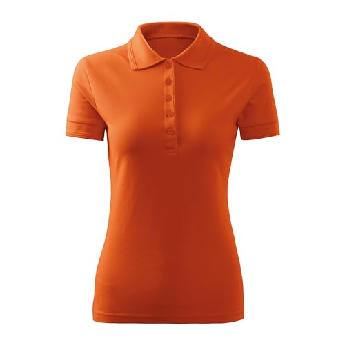 DELUNO Orange Pique Damen Polohemd Geschenkidee - Short Sleeve Ladies Lady-Fit - Neu - Rot Blau Grau Weis - L (210-L-Orange) von DELUNO