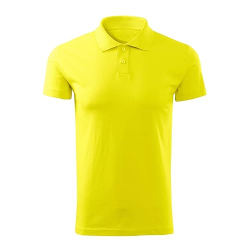 DELUNO Poloshirt Herren Kurzarm - Zitronengelb Single Jersey - Poloshirts für Herren Sport - Arbeits - Business - Geschenkidee - Polo Shirt Baumwolle L (202-L-Zitronengelb) von DELUNO