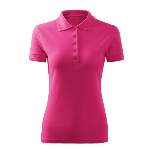 DELUNO Purpur Pique Damen Polohemd Frauen - Kurzarm Polohemd Sport - Neu - Rot Blau Grau Weis - XXL (210-2XL-Purpur) von DELUNO