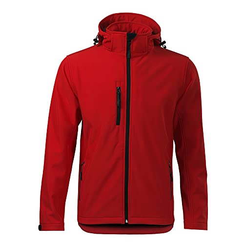 DELUNO Rot Outdoor Softshelljacke Herren mit Kapuze Winddichte Funktions-Jacke (522-Rot-2XL) von DELUNO