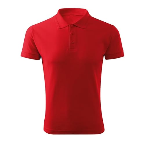 DELUNO Rot Pique Herren Polohemd 1:1 Rippstrick - Herren Polo - Neu - Rot Blau Grau Weis - M (203-M-Rot-07) von DELUNO