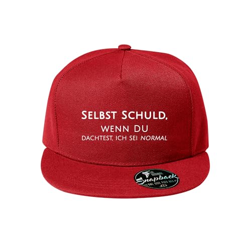 DELUNO Selbst Schuld wenn du dachtest ich sei normal Baumwolle Baseball Cap Basecap Unisex Kappen Sport Reisen Style - Baseballkappe Kappe Mütze Rot (Cap-523-Rot) von DELUNO