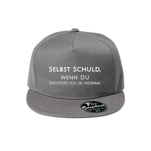 DELUNO Selbst Schuld wenn du dachtest ich sei normal Unisex Kappe Classic Cap mit geradem Schirm One Size Einheitsgröße für Männer und Frauen Grau (Cap-523-Grau) von DELUNO