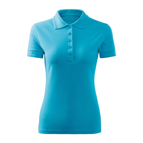 DELUNO Türkis Pique Damen Polohemd Frauen - Kurzarm Polohemd Sport - Neu - Rot Blau Grau Weis - XXL (210-2XL-Türkis) von DELUNO