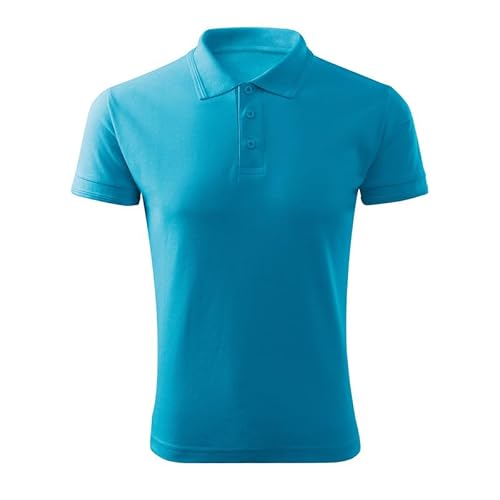 DELUNO Türkis Pique Herren Polohemd 1:1 Rippstrick - Herren Polo - Neu - Rot Blau Grau Weis - M (203-M-Türkis-44) von DELUNO