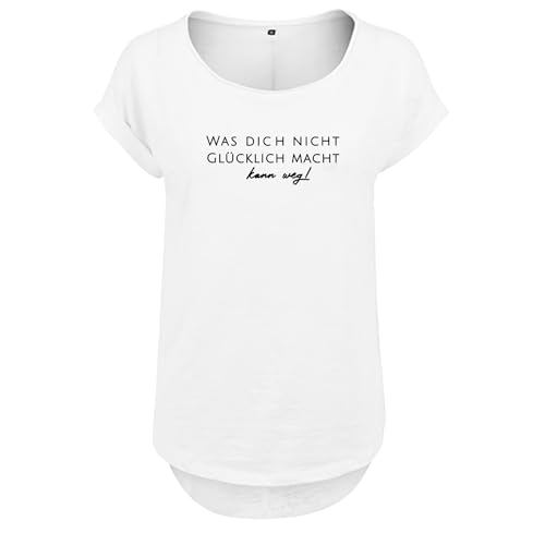 Hakuna Matata Design Damen Vokuhila Shirt Geschenkidee Spruch Neu Frauen Oversize 2XL Weiß (B36-200-2XL-Weiß) von DELUNO