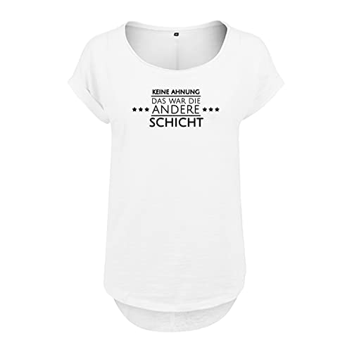 Keine Ahnung das war die andere Schicht Design Frauen T Shirt mit Spruch und modischem Motiv NEU Bedruckt Oberteil für Frauen XL Weis (B36-438-XL-Weiß) von DELUNO
