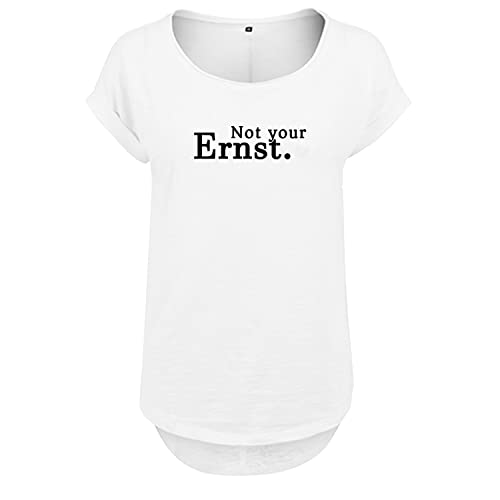 Not Your Ernst Design Frauen T Shirt mit Spruch handgefärtigt Oversize NEU Shirt Rundhals Mädchen kurzärmlig M Weis (B36-502-M-Weiß) von DELUNO
