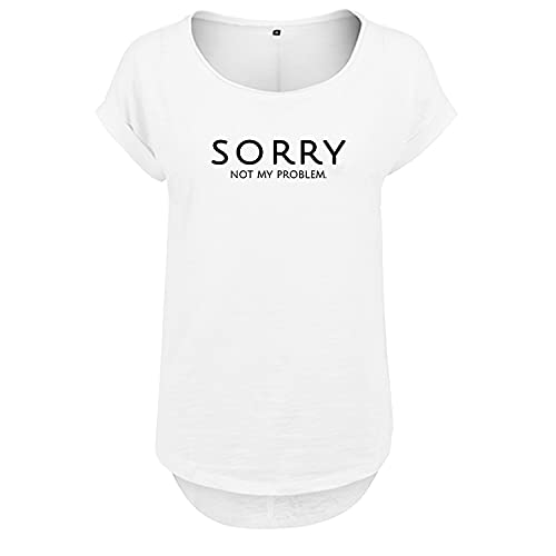 Sorry not My Problem Design Damenshirt NEU Bedruckt mit Print und Motiv lässig für Frauen Longtop 100% Baumwolle XS Weis (B36-494-XS-Weiß) von DELUNO