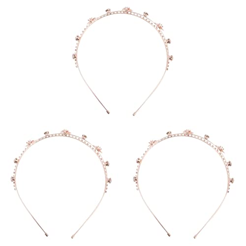 10 Stück Head Braide Stirnband Metall Kopfschmuck Schmuck Strass Mädchen Accessoire Mode Hochzeit Haarband Strass Kristall for Braut Blume Frauen Hoop mit (Farbe: Roségoldx3 Stück) (Color : Rose Gold von DELURA