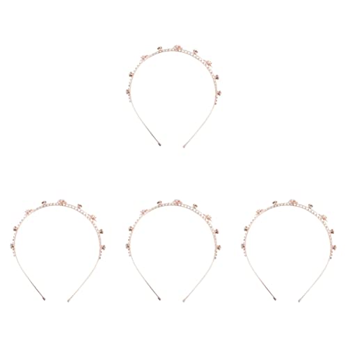 10 Stück Head Braide Stirnband Metall Kopfschmuck Schmuck Strass Mädchen Accessoire Mode Hochzeit Haarband Strass Kristall for Braut Blume Frauen Hoop mit (Farbe: Roségoldx3 Stück) (Color : Rose Gold von DELURA