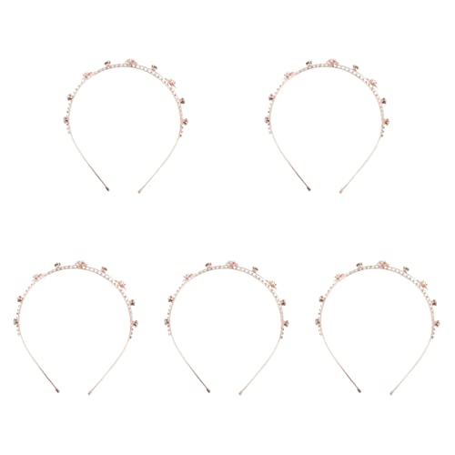 10 Stück Head Braide Stirnband Metall Kopfschmuck Schmuck Strass Mädchen Accessoire Mode Hochzeit Haarband Strass Kristall for Braut Blume Frauen Hoop mit (Farbe: Roségoldx3 Stück) (Color : Rose Gold von DELURA