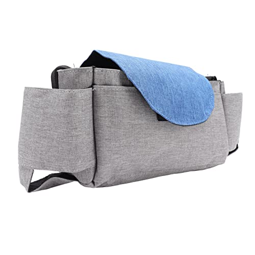 DELURA Kinderwagen-Zubehörtasche, stilvolle Kinderwagen-Tasche aus Oxford-Stoff mit großem Fassungsvermögen for Babyartikel, for Windeln, for Spielzeug for alle Kinderwagen /499 (Color : Gray Blue) von DELURA