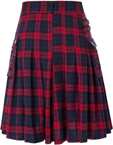 DELURA Schottische Utility-Kilts for Herren, Vintage-Gothic-Faltenröcke, Vintage-Schottische Kendo-Taschen-Schottische Kleidung/260 (Color : Zz-a01-red, Size : Medium) von DELURA