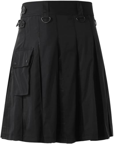 DELURA Schottische Utility-Kilts for Herren, Vintage-Gothic-Faltenröcke, Vintage-Schottische Kendo-Taschen-Schottische Kleidung/260 (Color : Zzz-x09-gray, Size : Medium) von DELURA