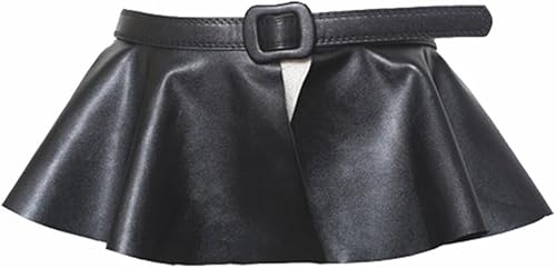 Damen-Schößchen-Kummerbund-Schleifengürtel aus Kunstleder, breite Taillengürtel for Damen, schwarze Taillenbänder/338 (Color : Belt-style) von DELURA