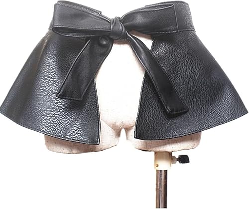 Damen-Schößchen-Kummerbund-Schleifengürtel aus Kunstleder, breite Taillengürtel for Damen, schwarze Taillenbänder/338 (Color : Bow -Style) von DELURA