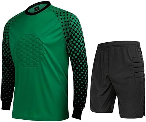 Fußball-Torwart-Trikot mit Schaumstoffpolsterung und Hose/Shorts/370 for Herren (Color : Green2011, Size : Medium) von DELURA