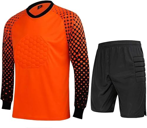 Fußball-Torwart-Trikot mit Schaumstoffpolsterung und Hose/Shorts/370 for Herren (Color : Orange2011, Size : Small) von DELURA