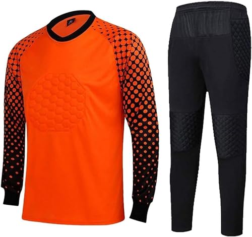 Fußball-Torwart-Trikot mit Schaumstoffpolsterung und Hose/Shorts/370 for Herren (Color : Orange2012, Size : Large) von DELURA