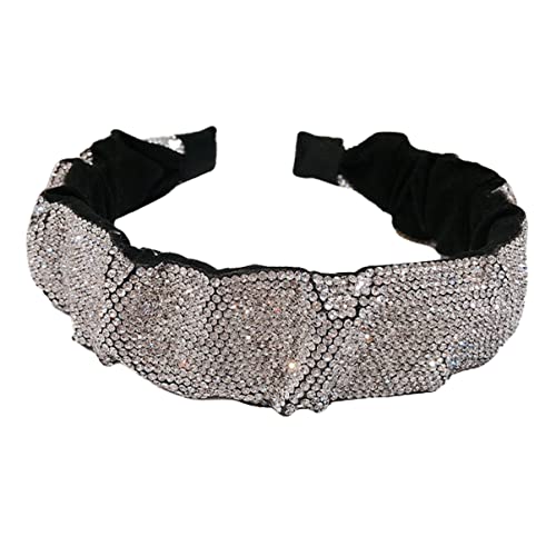 Haarschmuck for Mädchen, gepolstertes Strass-Stirnband, Mädchen-Stirnband, Strass-Stirnband, Kristallperlen-Haarbänder, barocker Haarreifen, breites Stirnband mit (Color : Silver, Size : 15X15X2.5CM von DELURA