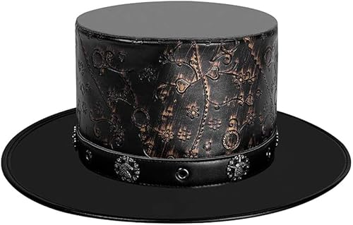 Steampunk Leder Pest Arzt Hut Dress Up Magier Schwarz Zylinder fof Kostüm Requisiten Cosplay Party/314 (Color : Hat8-019) von DELURA