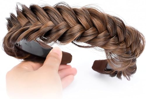 Deluxe Hair Unordentliches geflochtenes Stirnband mit Zähnen, Kunsthaar, geflochtenes Stirnband, hohe Elastizität, geflochtenes Haarband, 4,6 cm, Haarteil für Mädchen und Frauen, Beauty-Accessoire von DELUXE HAIR
