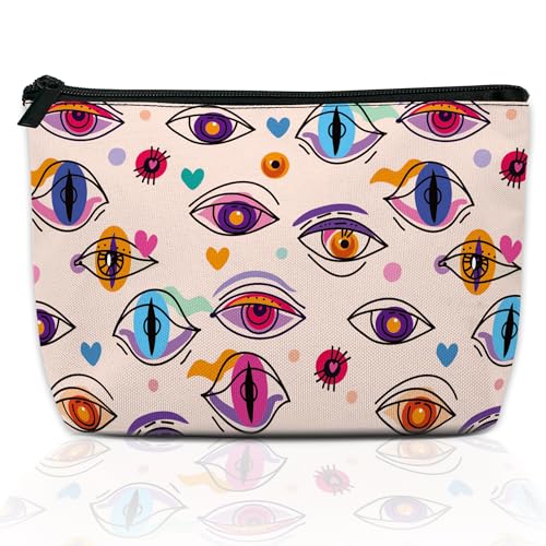 DEMACYA Abstrakte moderne Make-up-Tasche für Geldbörse, wasserdicht, lustig, esoterisches Auge, magische Kosmetiktasche für Damen, Reißverschluss, Reise-Kulturbeutel, Make-up-Tasche, Mädchen, von DEMACYA