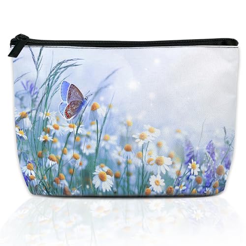 DEMACYA Make-up-Tasche, abstrakte Blumen und Blätter, Kosmetiktasche für Damen, Reisetasche, kleine Tasche für Geldbörse, Tasche für Toilettenartikel, wasserabweisend, Geschenk für Mädchen, 24 x 15 von DEMACYA