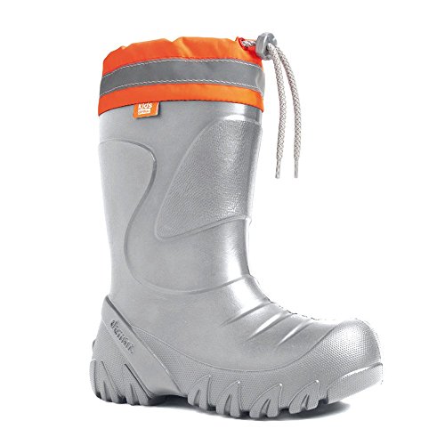 demar. Kinder Mädchen Jungen Gummistiefel Wolle gefüttert Regenstiefel leichtes Eva Material Silber 22/23 EU von DEMAR