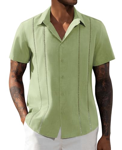 DEMEANOR Hemd Herren Kurzarm Guayabera Sommer Hemden Herren Cuba Strandhemd Hawaii Freiheithemd DEMEANOR Hemd Herren Kurzarm Guayabera Sommer Hemden Herren Cuba Strandhemd Hawaii Freiheithemd von DEMEANOR