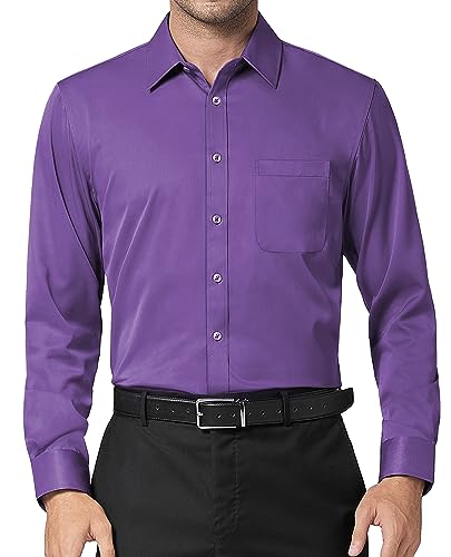 DEMEANOR Hemd Herren Langarm Business Hemd Herren Slim Fit Unifarben Freizeithemd Bügelfreie Hemden Oberhemden Herren von DEMEANOR