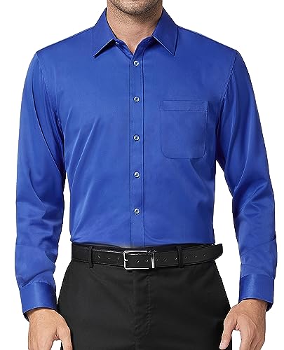 DEMEANOR Langarm Business Hemd Herren Slim Fit Unifarben Freizeithemd Bügelfreie Oberhemden von DEMEANOR